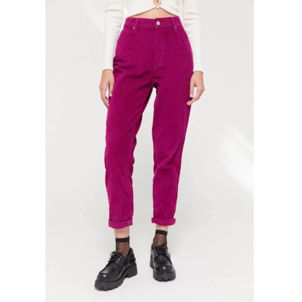 BDG Urban Outfitters Sz 26 Purple Pink High Rise Mom Ankle Corduroy Retro Pants